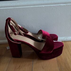 Banana Republic Deep Red Velvet Platform Heels